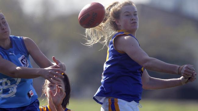 Carlton draftee Breann Moody (right) emerged as an exciting talent while playing with Cranbourne. Picture: Richard Serong