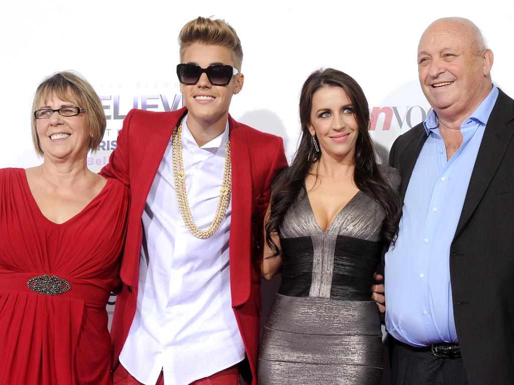 Bruce and Diane Dale in 2013 with their daughter Pattie Mallette, Bieber’s mother. Picture: Kevin Winter/Getty Images