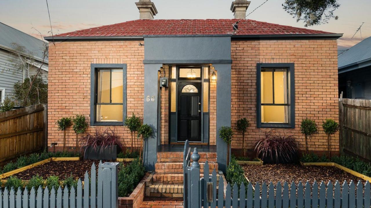 This three-bedroom house at 66 Rose St, Brunswick, is set to be auctioned on February 22 with a $1.25m-$1.35m asking range.