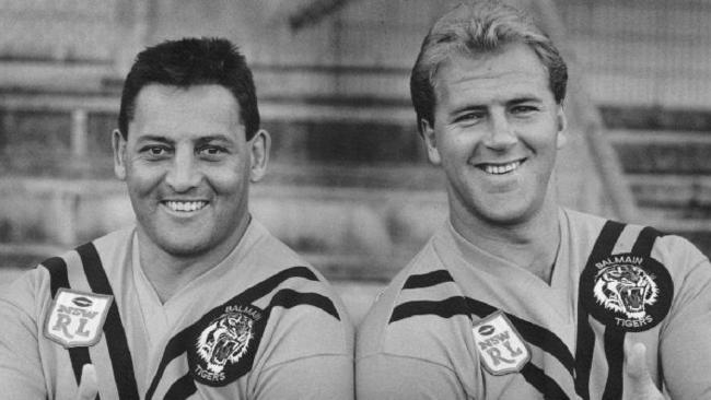 Blocker And Siro: Steve Roach (L) and Paul Sironen (R) formed a fearsome forward combination for the Balmain Tigers, NSW and Australia.