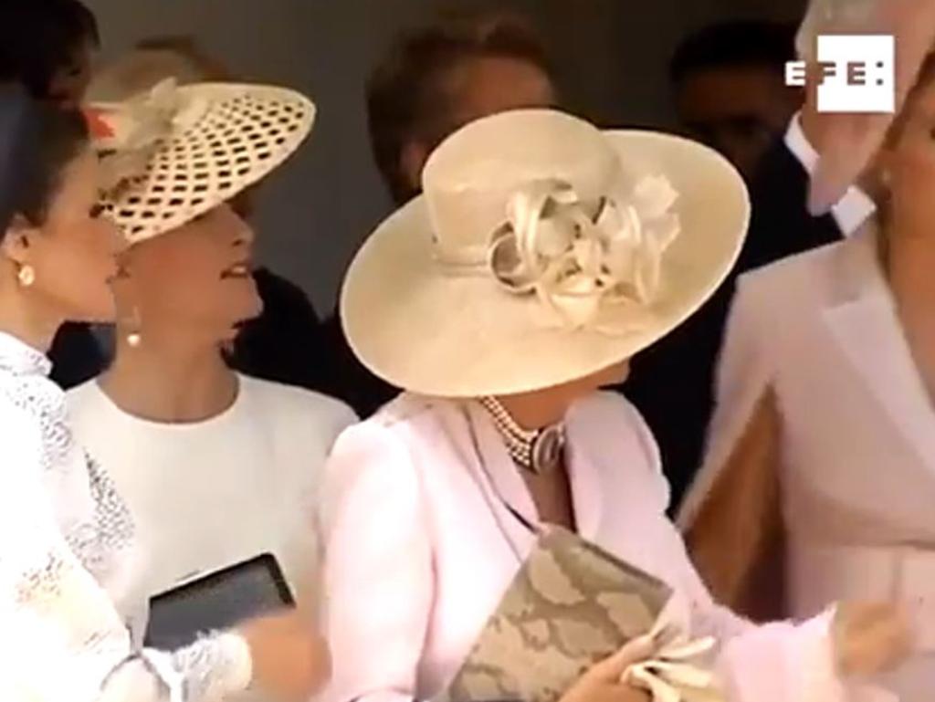 Camilla told a chatty Kate Middleton and Queen Maxima of the Netherlands to turn around at the Order of the Garter ceremony. Picture: Supplied