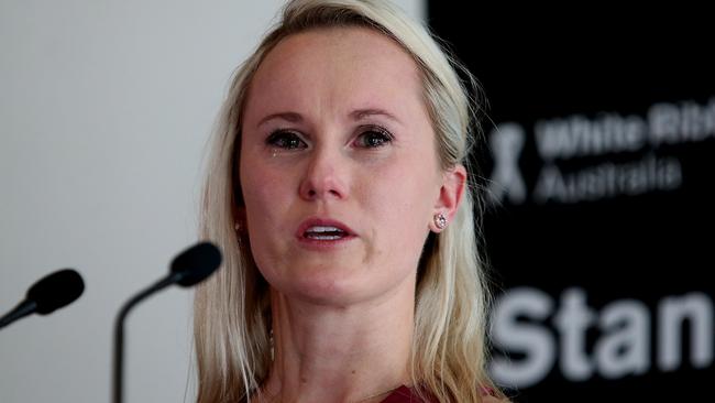 Dr Angela Jay speaking at the Annual White Ribbon Day Parliamentary Breakfast. Picture: Kym Smith