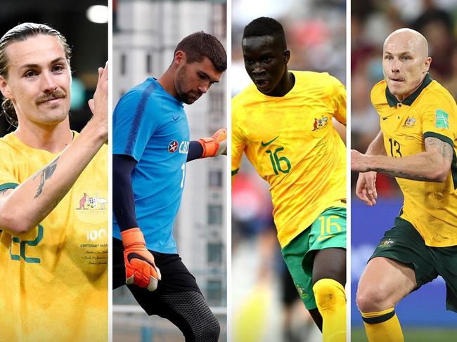 Socceroos players and FIFA 2022 World Cup squad members Jackson Irvine, Mat Ryan, Garang Kuol and Aaron Mooy. Photo: supplied.