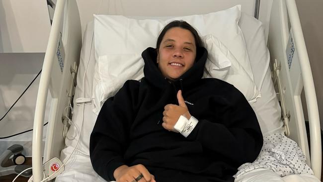 13 January, 2024.  Sam Kerr recovering from injury in hospital . Photo: Instagram / Supplied