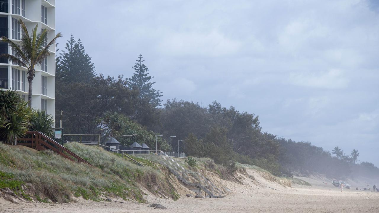 Sand scarping and erosion from Narrowneck to the Southport in October 2022. Picture: Jerad Williams.