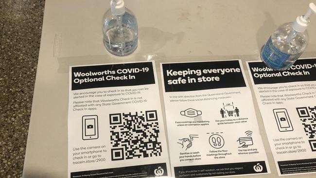 Woolworths Gasworks has an optional QR code check-in system in place. Picture: Shiloh Payne