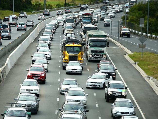 M1 traffic conditions on the Gold Coast, Prime Minister Malcolm Turnball has announced funding for sections of the road - View from Robina overpass where the lanes go from three to two Photo: David Clark