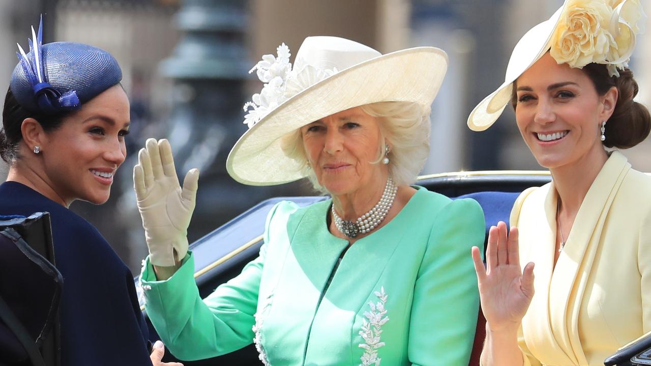 Meghan, Camilla and Kate at the Trooping the Colour ceremony in 2019. Picture: Gareth Fuller/PA Wire