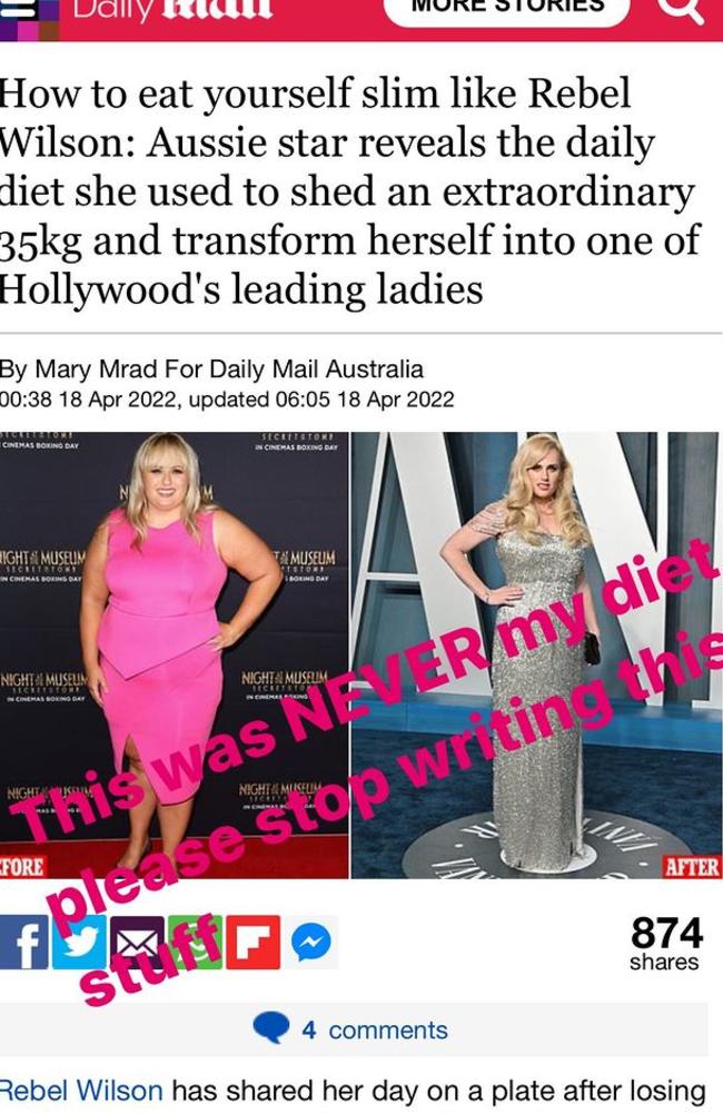 Rebel Wilson: ‘Please stop writing this.’