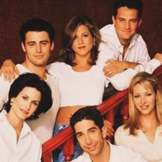 The friends cast members with Perry (top right). Picture: Instagram