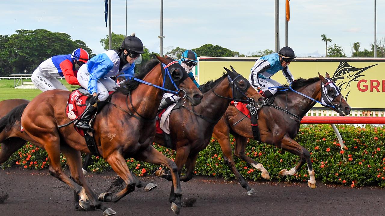 Paul Masten is the part owner of the Ella Clarke-trained Eurellydidit pictured here winning at Fannie Bay with jockey Casey Hunter on board. Picture: Caroline Camilleri