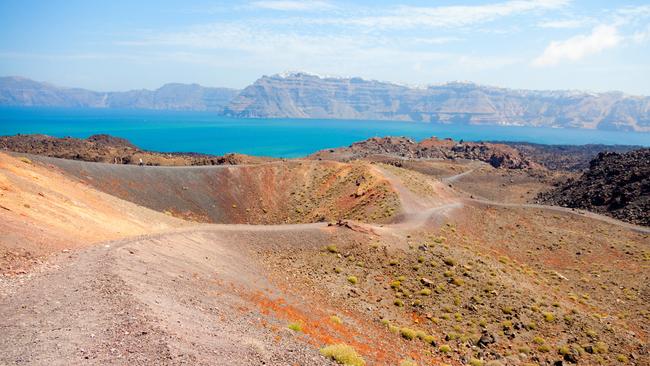 The volcanic island of Nea Kameni, near Santorini.