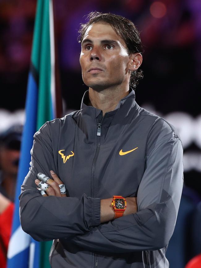 A shattered Nadal. Picture: Getty Images 