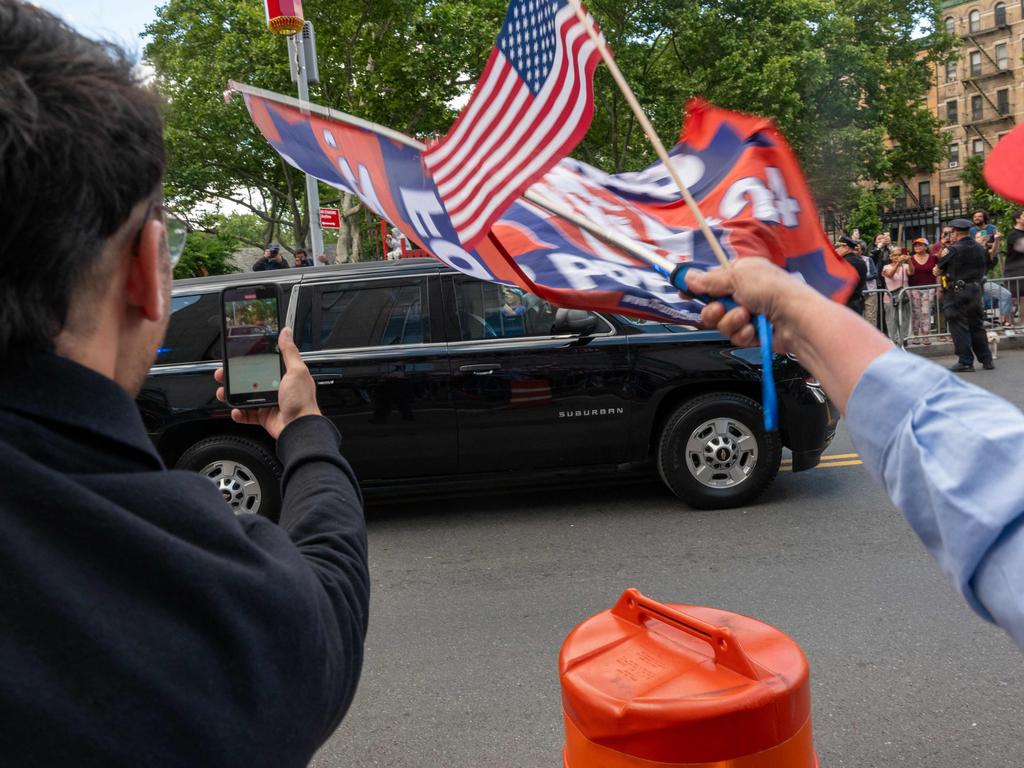 Supporters of Donald Trump cheered as the former president’s motorcade left Manhattan after he was found guilty in his financial cover up trial. Picture: Spencer Platt/Getty Images North America/Getty Images via AFP