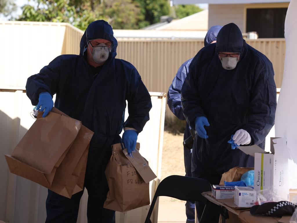 Police forensics at the house where Cleo was found. Picture: Colin Murty