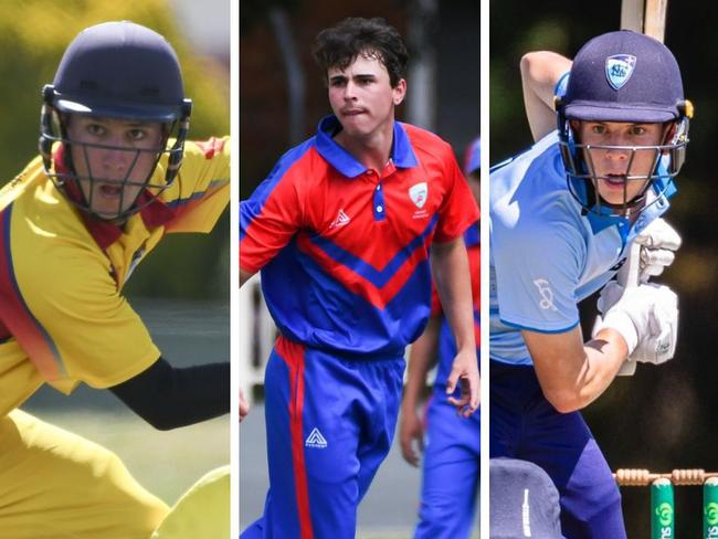 Junior rep cricketers Angus Campbell, James Burke and Bailey Abela. Picture: Martin Ollman/Linda Higginson