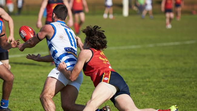 Action during an Adelaide Footy League match between Smithfield and Hectorville in 2016. Picture: Matt Loxton