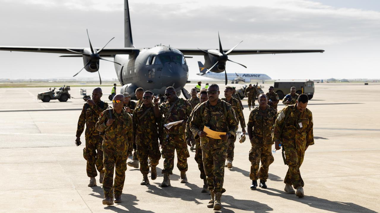 Papua New Guinea Defence Force members arrive in Townsville for Exercise Kumul Exchange, on 06 September 2024. photo: LCPL Riley Blennerhassett