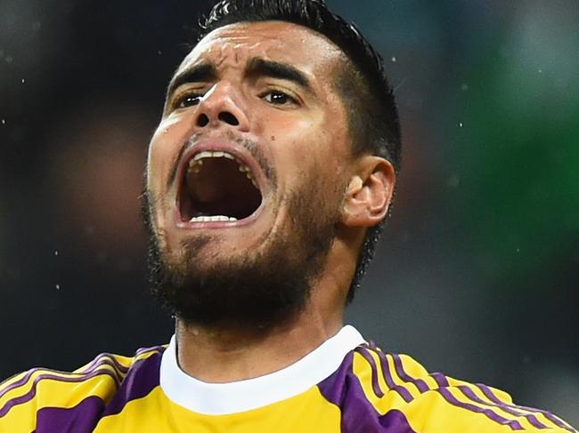 SAO PAULO, BRAZIL - JULY 09: Sergio Romero of Argentina celebrates saving the penalty of Wesley Sneijder of the Netherlands in a shootout during the 2014 FIFA World Cup Brazil Semi Final match between the Netherlands and Argentina at Arena de Sao Paulo on July 9, 2014 in Sao Paulo, Brazil. (Photo by Matthias Hangst/Getty Images)