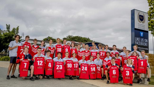 Palm Beach Currumbin State high's AFL program is one of the most fearsome in QLD. The senior boys will be playing at the AFL invitational gala on Tuesday. Picture: Jerad Williams