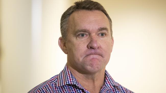 Brisbane Broncos CEO Paul White speaks to media at the Brisbane International Airport in Brisbane, Tuesday, November 12, 2019. Emerging Brisbane star David Fifita will face the wrath of the NRL's integrity unit after spending three days behind bars in Bali. (AAP Image/Glenn Hunt) NO ARCHIVING