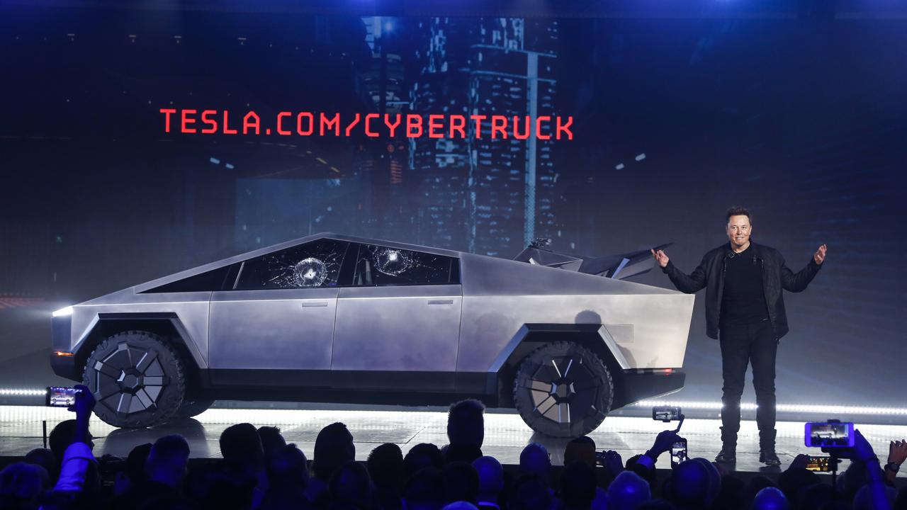 Tesla CEO Elon Musk introduces the Cybertruck at Tesla's design studio in California. Picture: AP Photo/Ringo H.W. Chiu, File