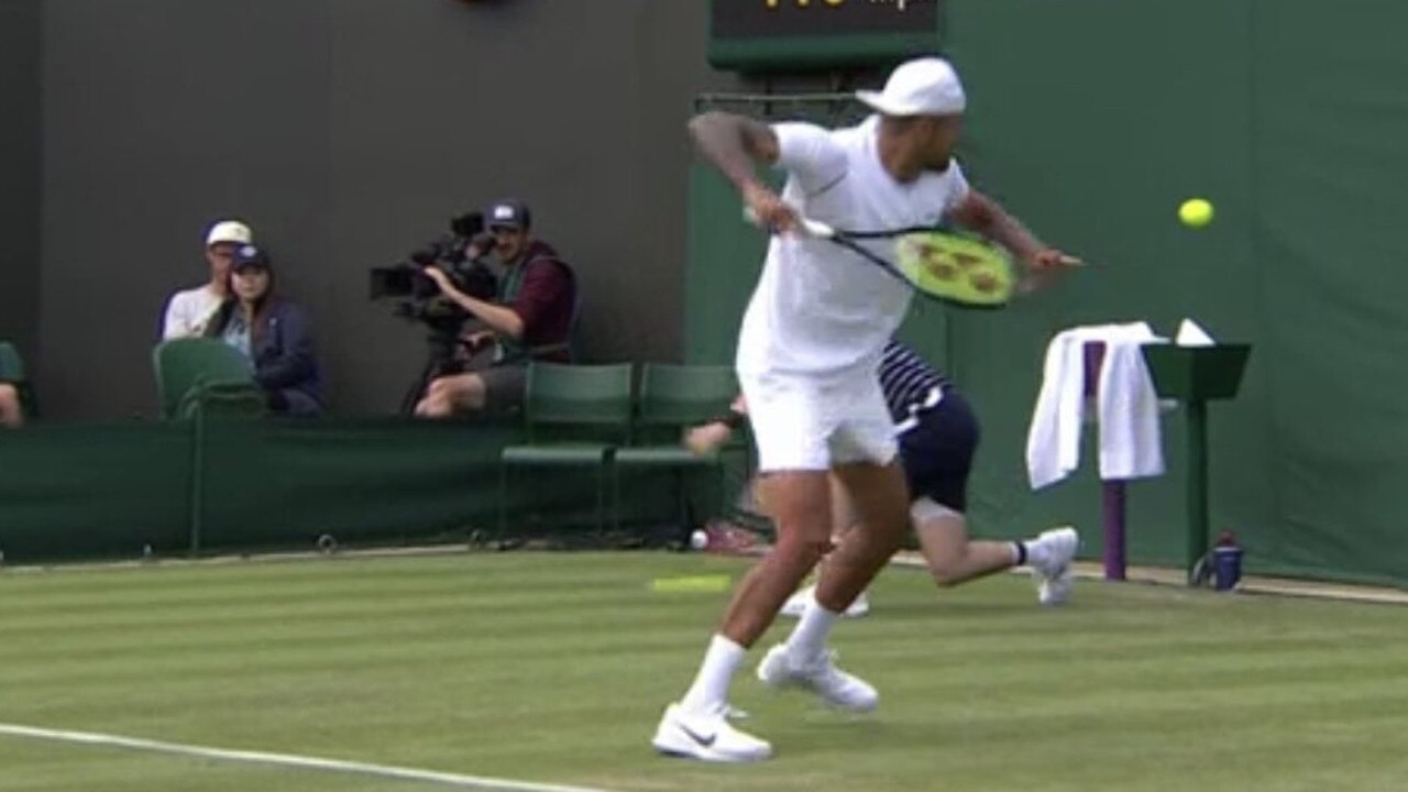 Nick Kyrgios loses to start with established vs Paul Jubb, hits ball out of stadium, abuse warning, video clip, tennis information