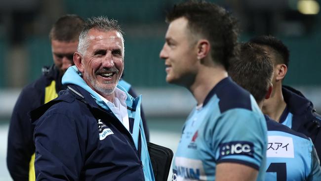 Waratahs coach Rob Penney has a smile after the win over Queensland