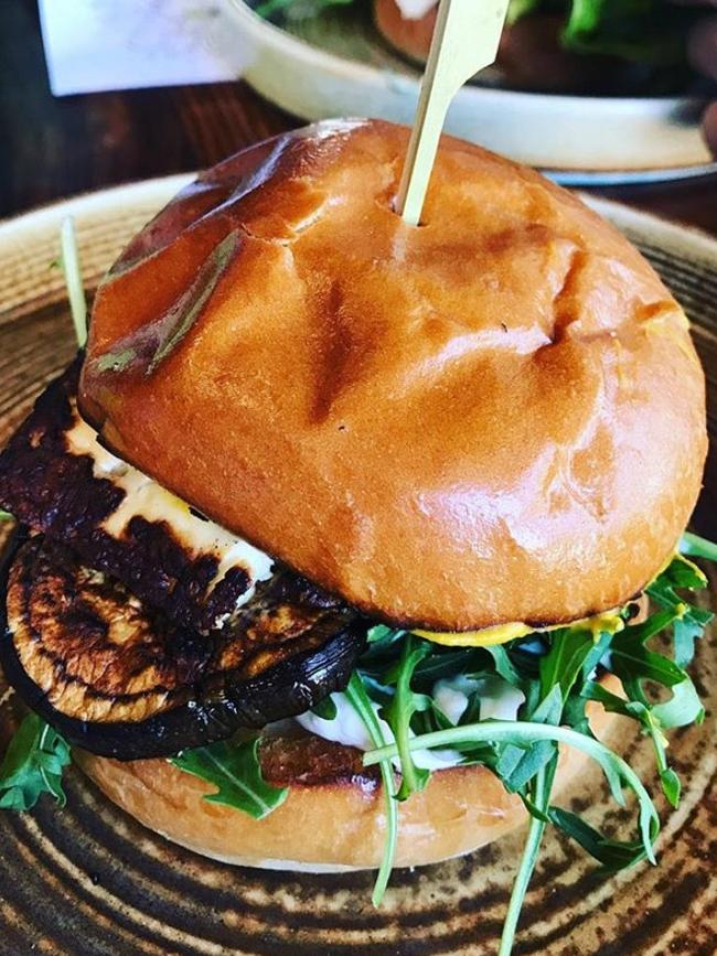 Haloumi and eggplant burger. Picture: Supplied