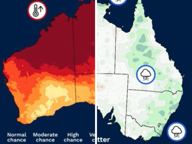 Grim weather outlook for three months to January. Pictures: BOM.