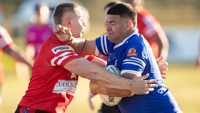 Joshua Campbell charges forward for Narellan.