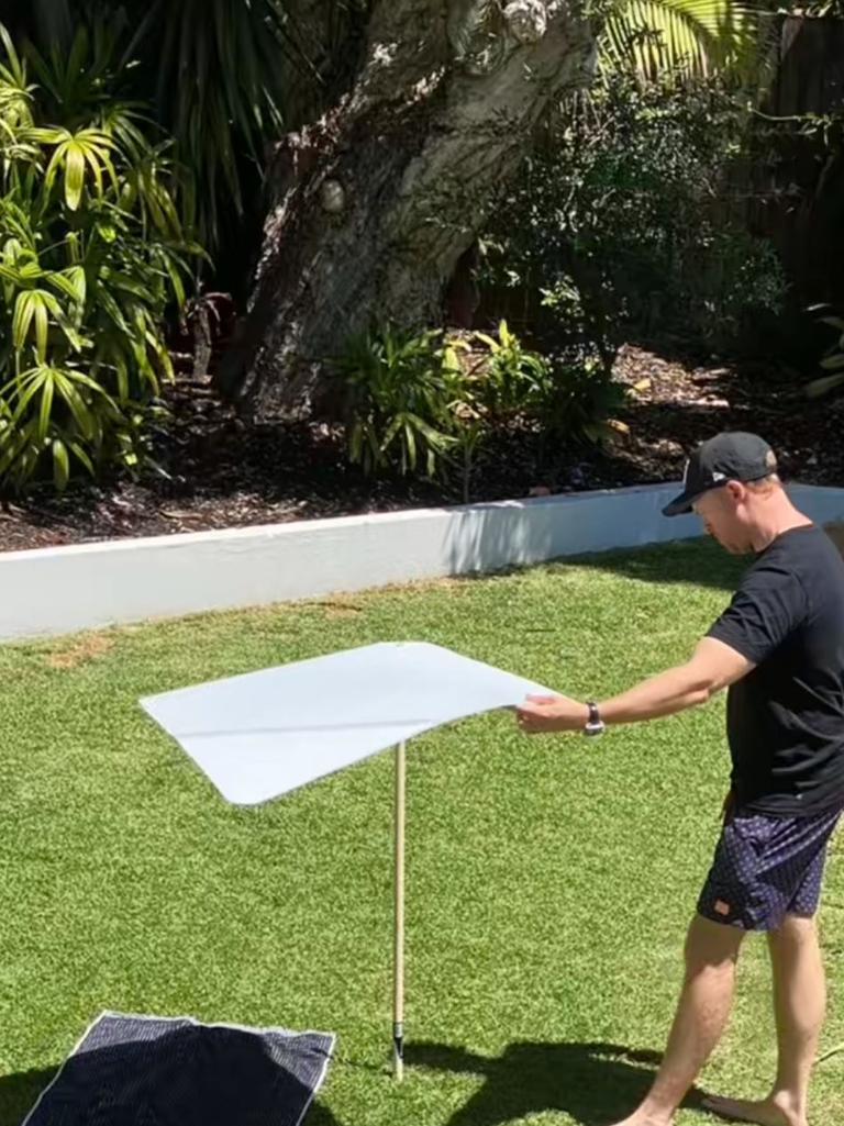 Jeremy prototyping in his backyard. Picture: TikTok/swimshadyjs