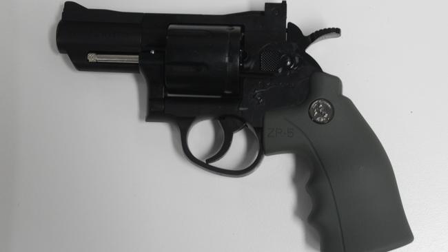 A replica handgun was also found in the car park storage area at Billy Wooden’s flat. Picture: NSW Police