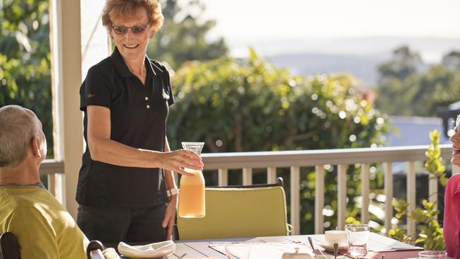 Breakfast at “technology free” tables at Eden Lodge.