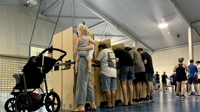 Voters flock to the Parap Primary School to vote in the 2025 Federal Election in Darwin on May 3, 2025. Picture: Fia Walsh