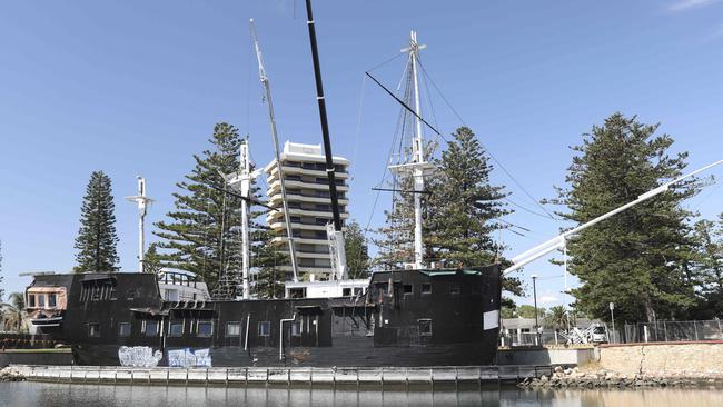 The Buffalo ship at Glenelg being demolished. Picture Dean Martin