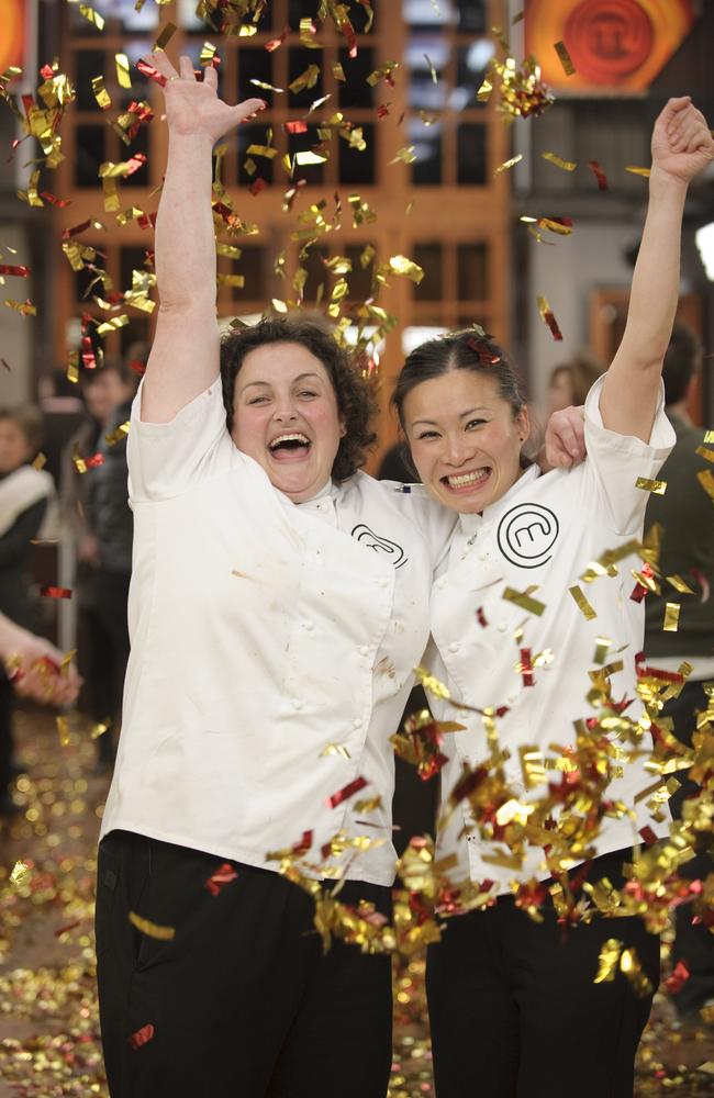 Julie and runner-up Poh in the first season of MasterChef. It was a simpler time.