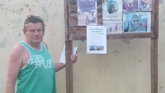 Paul Warren in Tofo, Mozambique, where he offered a reward for information about his 20-year-old daughter Elly’s death.