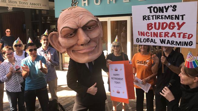 GetUp held the protest outside Tony Abbott’s office.