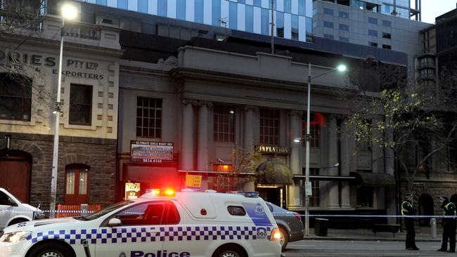 Police at the scene of the shooting. Picture: Andrew Henshaw