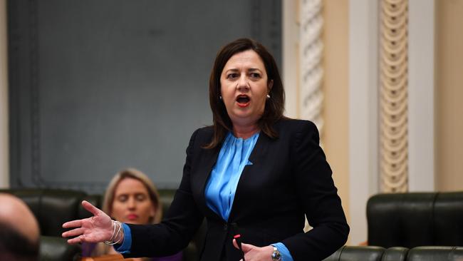 Queensland Premier Annastacia Palaszczuk speaks during Question Time at Parliament House in Brisbane. Picture: NCA NewsWire/Dan Peled