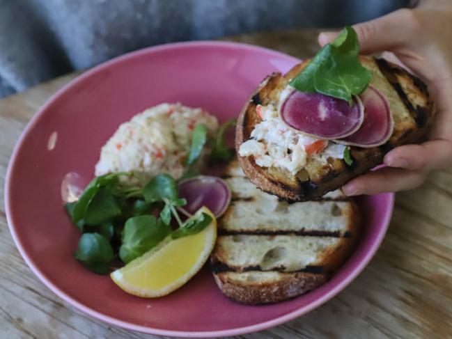 Prawn and crab bruschetta. Picture: Jenifer Jagielski