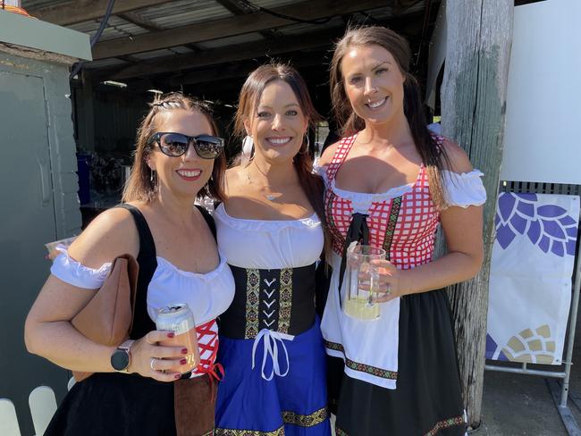 Liana Verkuyl, Christie Lacey and Katherine Watkeys at the 2024 Yarra Valley Oktoberfest. Picture: Himangi Singh.