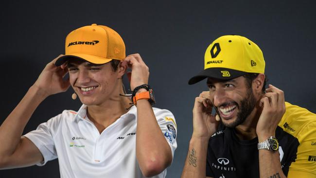 Lando Norris and Daniel Ricciardo will become teammates at McLaren next season. Picture: Roslan Rahman/AFP)