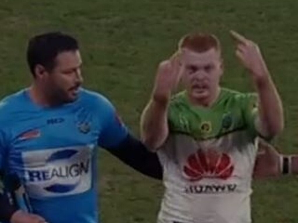 Canberra Raiders veteran Sia Soliola aids Corey Horsburgh's fiery