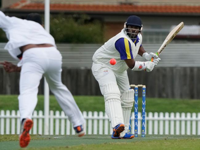 Rajitha Mendis batting for Victoria. Picture: Valeriu Campan