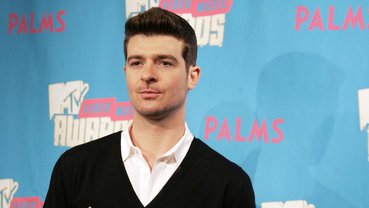 The model has not heard from Robin Thicke. Picture: AP Photo/Jeff Christensen.