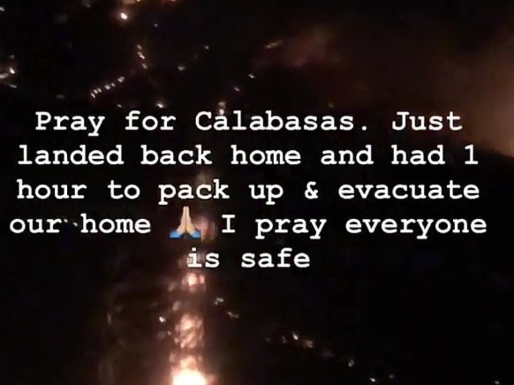 Kim urged her followers to pray for the area. Picture: Instagram