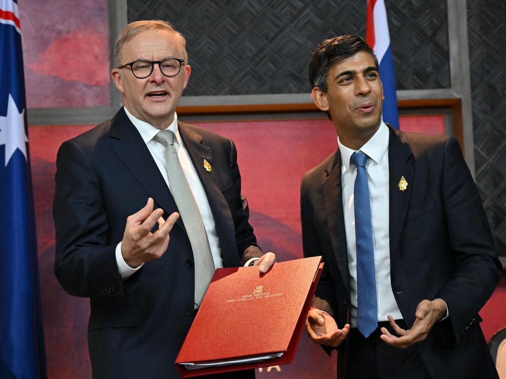 Anthony Albanese with British Prime Minister Rishi Sunak. Picture: Leon Neal (Getty Images)