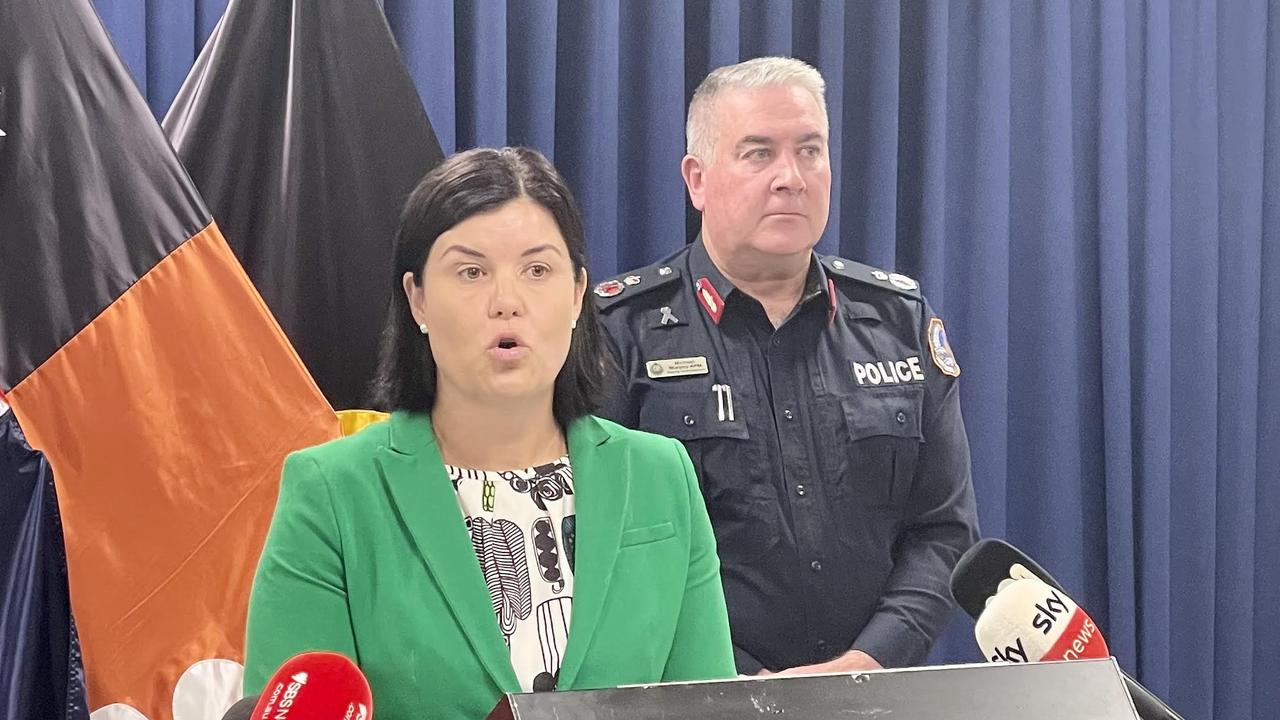 Chief Minister Natasha Fyles has announced an immediate review of bail laws and police powers across the Territory, alongside Deputy Commissioner Michael Murphy. Picture: Annabel Bowles